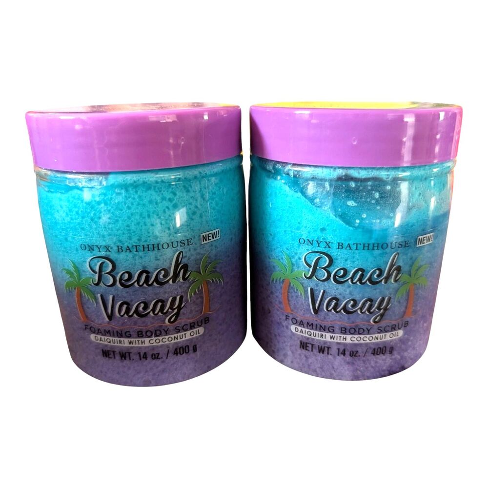 2X Onyx Bathhouse Beach Vaycay Foaming Body Scrub w/ Coconut Oil 14Oz Each New